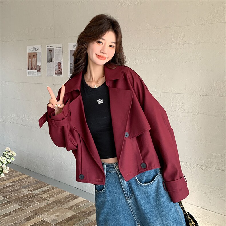韩系慵懒风红短外套女春2025新款超好看独特显瘦小个子上衣,女装短外套,姿衣轩