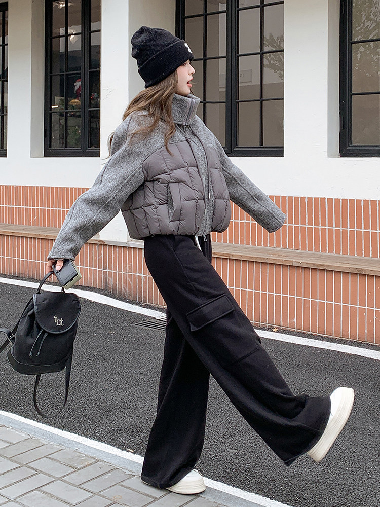 2025现货主推70毛双面呢拼90白鸭绒羽绒服191-6398-P295-K428,女装双面呢大衣,韩蜜菓