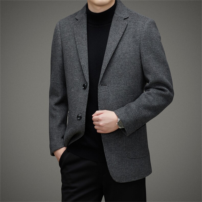 DJ82301钱塘2020-3冬季厚款时尚休闲简约中年男士毛呢西服P395,男装毛呢大衣,钱塘207-3