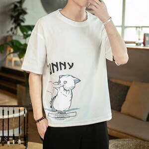 2021夏季新风日系大码男已注册印花亚麻短袖棉麻T恤T1003-P35图片