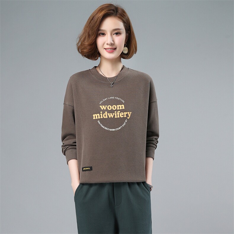 2022年春季新款长袖圆领卫衣女宽松显瘦韩版印花字母上衣服打底衫,女装卫衣/绒衫,简韵佳