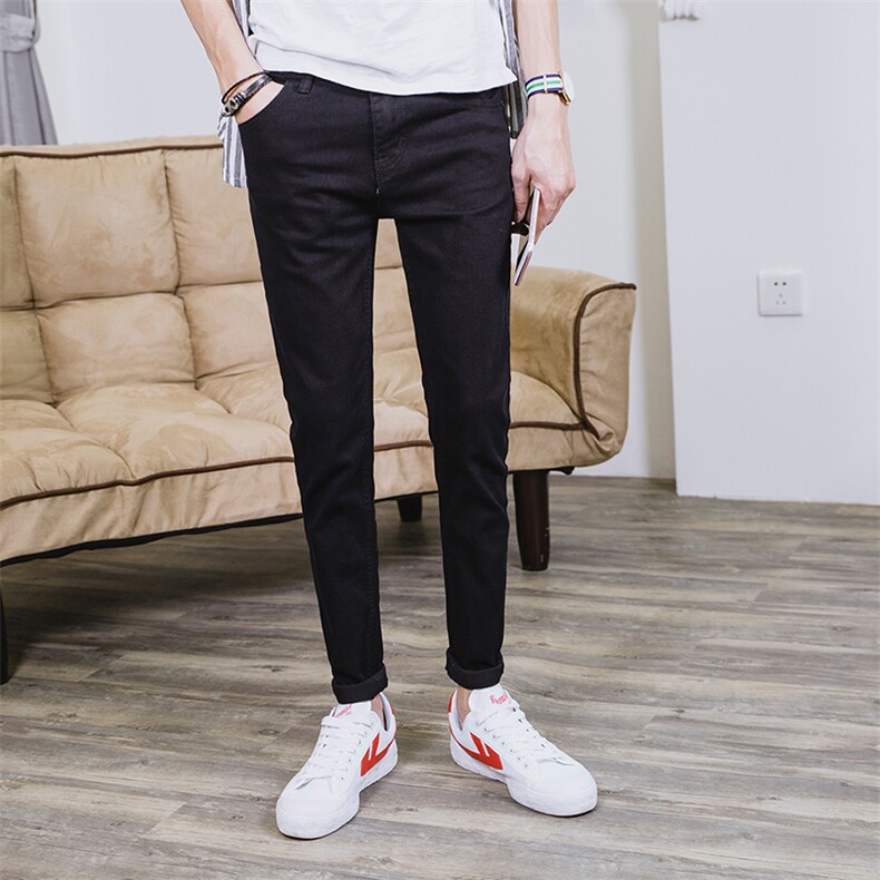 秋季2025新款黑色牛仔裤弹力休闲长裤子男修身小脚裤潮流8011-P30，男装牛仔裤，星座509