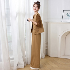 2026春装新款简约时尚休闲钉珠三件套套装，女装套装/套裙，芭米依尚