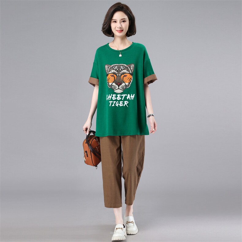 大牌清仓捡漏200斤胖妹短袖t恤大码女夏季宽松u领中长款半袖上衣，女装套装/套裙，奕阳依阁