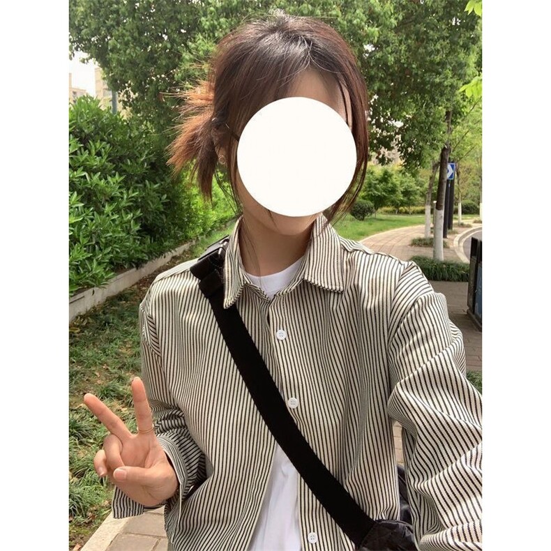 1506/QK160/P38条纹长袖衬衫日系衬衣男生夏季潮流百搭休闲外套,男装衬衫,星座1506