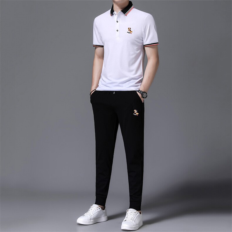 HP501夏季新款男士休闲运动套装刺绣男装百搭二件套,男装休闲套装,电商B360