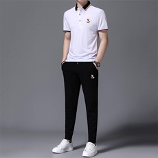 HP501夏季新款男士休闲运动套装刺绣男装百搭二件套，男装休闲套装，电商B360