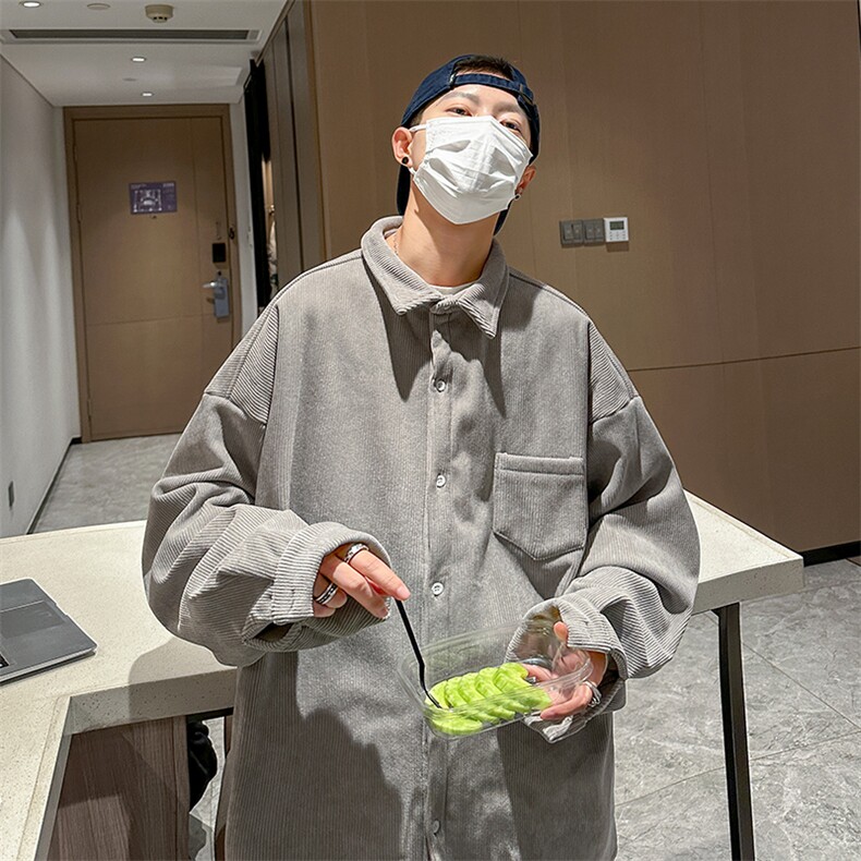 8XL-M 灯芯绒加厚加绒长袖衬衫男加肥加大码衬衫外套CS501P65控78图片