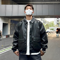 网图现货加厚加棉皮衣飞行员外套1209-1-JK19-P90主推可谈，男装夹克，星座1209-1