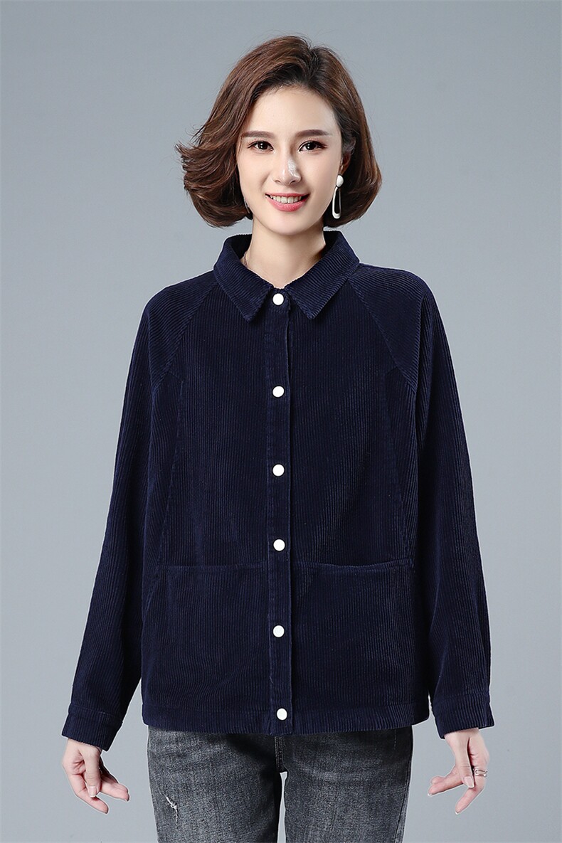 2021冬季新款灯芯绒衬衫外套长袖韩版宽松衬衣上衣潮,女装衬衫,叶笙衣