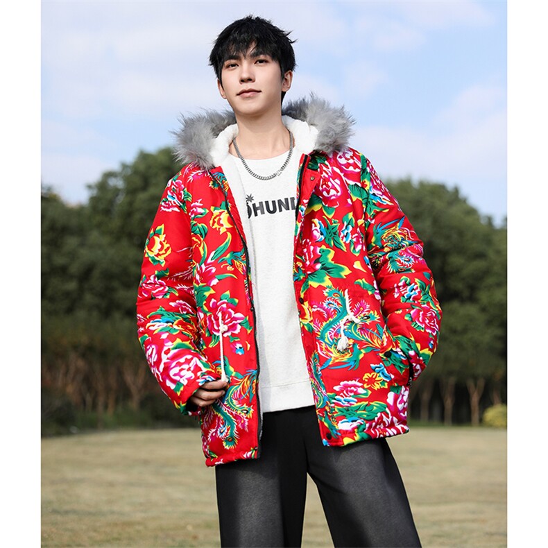 Q1中款男女羊羔毛领新中式团队表演出汉服保暖防寒棉袄棉服情侣装,男装棉衣,星座115A(原星座507）