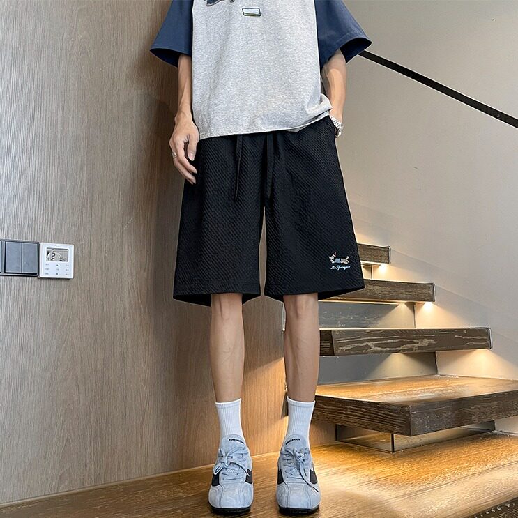 泡泡纱腊肠狗运动短裤男夏季美式休闲中裤宽松速干五分裤XXD57,男装牛仔裤,星座208-5