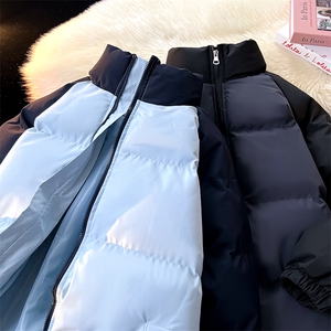 得物二开拼接色棉衣拉链撞色棉袄男女生情侣立领A177-M718-P48图片