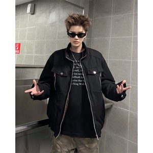 青少年小众痞帅夹克外套男女秋冬解构保暖帆布工装棉服 JW8818图片