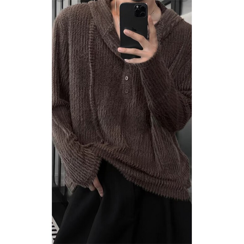 直播秋季简约连帽纯色长袖针织毛衣料上衣YY2518-P50（网图），男装针织衫/毛衣，电商C216