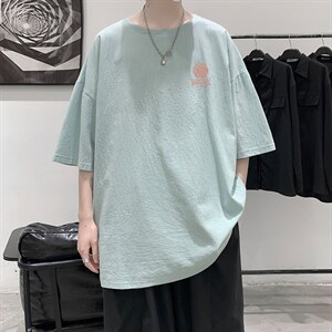 YT26237-P30 亚短袖t恤男大码五分袖男宽松七分袖 港风模特图片