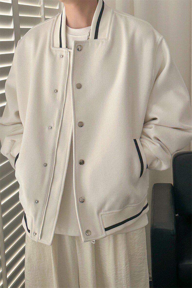 秋冬毛呢棒球服潮牌宽松呢子外套休闲夹克-AJ23058-P115,男装夹克,电商A351