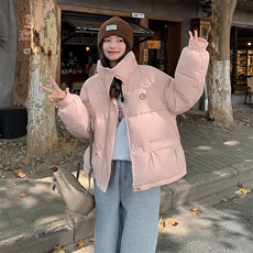 2023年冬季日系可爱甜美短款加厚棉服面包服外套女，女装棉衣/棉服，一九零