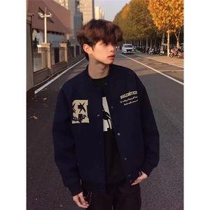 美式棒球服外套男女春秋2026新款复古宽松休闲潮牌情侣夹克XJK976图片
