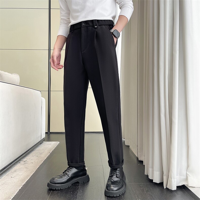 轻熟风~冬季速哲同款重磅加绒毛呢休闲裤X38/P75,男装休闲裤,电商B331