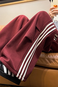 8XL-M 奥粒绒加绒休闲裤男三条杠条纹运动裤宽松卫裤K9121P58控78图片