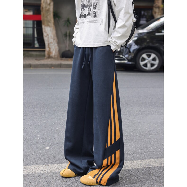 26新款美式潮流条纹拼接设计感休闲卫裤B315-K25831-特p40控78,男装休闲裤,电商B315