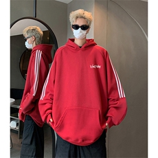 抖音得物供货提供视频秋冬重磅美式宽松织带连帽卫衣04234，男装卫衣，电商A486