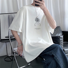 HXT1054TP25-控价38夏季男生短袖T恤潮牌ins百搭纯棉五分袖上衣，男装T恤，电商A102-1