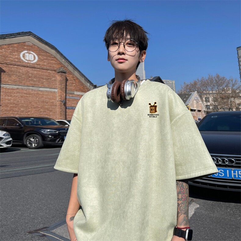 麂皮绒！重磅麂皮绒短袖t恤男JPDX204-特P19控38,男装T恤,电商B367