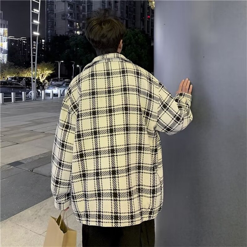 小香风外套男ins潮牌痞帅格子毛呢宽松情侣千鸟格夹克JY6678-P70,男装夹克,星座1008