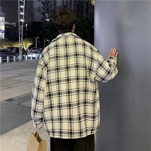 小香风外套男ins潮牌痞帅格子毛呢宽松情侣千鸟格夹克JY6678-P70图片