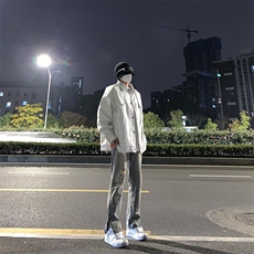 已授权西海岸美式裤子hiphop破洞牛仔裤修身直筒拉链微喇工装裤，男装牛仔裤，星座310A-4