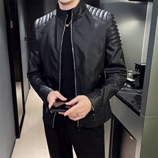 2024秋冬皮衣夹克修身立领PU皮衣外套男py5801-p88M-4XL，男装皮衣，电商D303