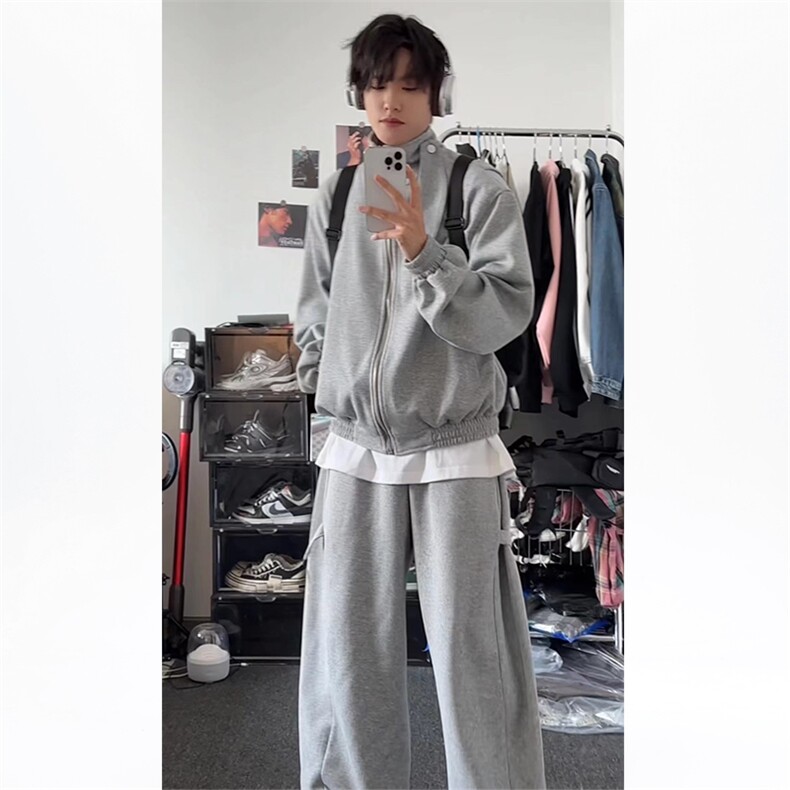 现货TZ03-P135抖音款男女休闲宽松运动卫衣套装潮流上衣开衫外套,男装卫衣,电商B327