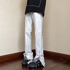 B221美式ins高街小众排扣拉链牛仔裤LK22073-P60控78，男装牛仔裤，电商B221