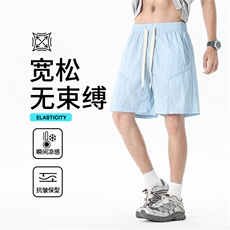 短裤男夏季薄款男士速干五分裤宽松直筒冰丝裤5分休闲运动篮球裤，男装牛仔裤，星座1206（原A206）