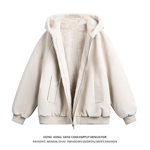 现货MYF02特P85冬季新款连帽宽松潮牌加绒棉服座山雕皮毛外套b图片