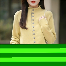 2025年秋季长袖套头时尚百搭通勤简约休闲加厚撞色立领开衫，女装针织衫/毛衣，佳绒包芯纱店
