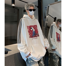 抖音得物供货提供视频秋冬重磅美式宽松织带连帽卫衣0438，男装卫衣，电商A486