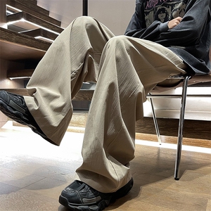直筒休闲裤男2023春秋季薄款潮流宽松百搭垂感阔腿长裤K00957-P35图片