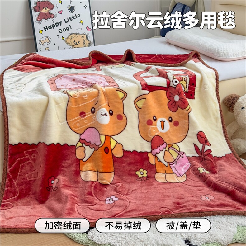 2025新款拉舍尔双层云绒童毯毯子卡通休闲儿童沙发盖毯毛毯,女装毯子,一起卖家纺