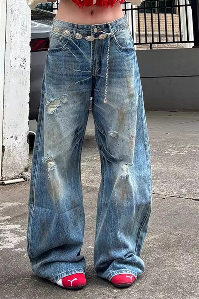 美式高阶水洗做旧破洞牛仔裤阔腿短裤情侣潮KZ31D768--TP50,男装牛仔裤,电商A247C