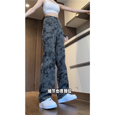 美式高街复古秋季新款迷彩百搭直筒牛仔裤B315-K24032-p55控78，男装牛仔裤，电商B315