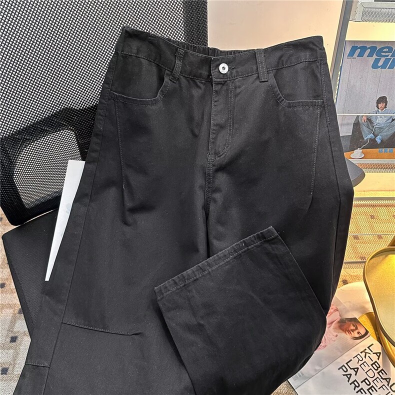 复古工装牛仔裤男宽松直筒嘻哈百搭春季褶皱长裤潮3301P48,男装牛仔裤,星座410-2