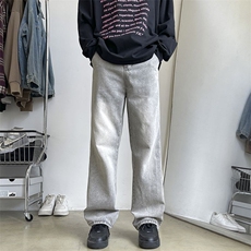 烟灰色牛仔裤男女款秋美式cleanfit直筒宽松长裤复古高街痞帅裤子，男装牛仔裤，星座410-7