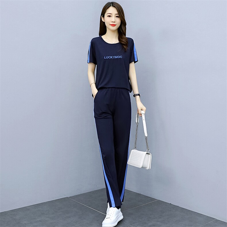 休闲时髦运动卫衣套装女2025年春装新款气质显瘦洋气阔腿裤两件套,女装套装/套裙,梦依杭