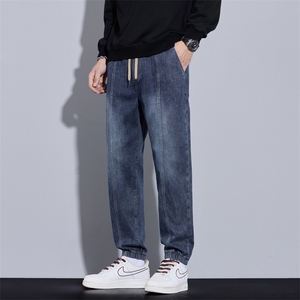 美式高街束脚牛仔裤男款宽松哈伦长裤休闲工装裤子J8077-P45特图片