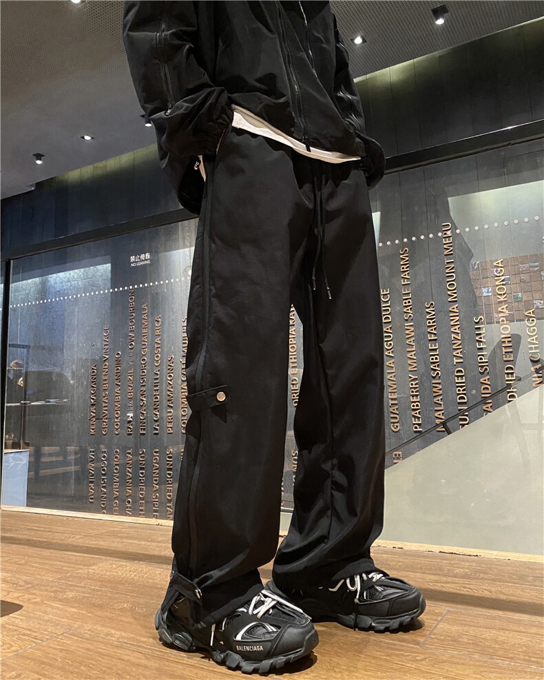 美式高街潮流拉链微喇休闲裤宽松百搭冲锋裤B315-K23377-P45控58,男装休闲裤,电商B315