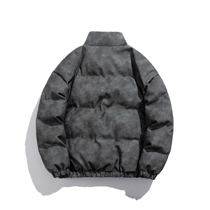 1PU皮复古做旧双侧金属拉链大码M-5XL加棉棉衣男MY77092P130控198图片