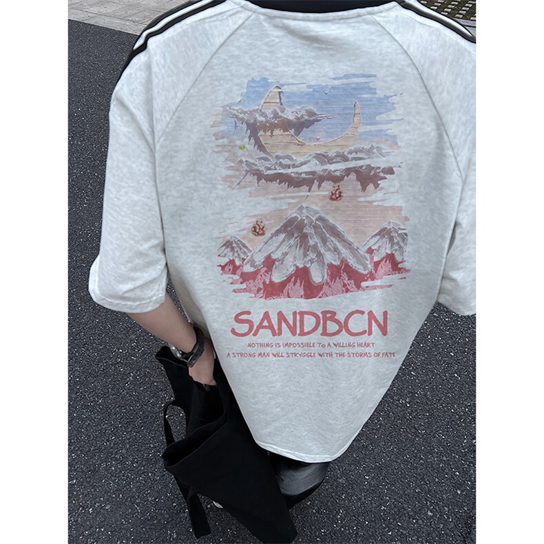 量大优供抖音视频 支持得物品质配合二开 美式三条杠短袖t恤ZD266图片